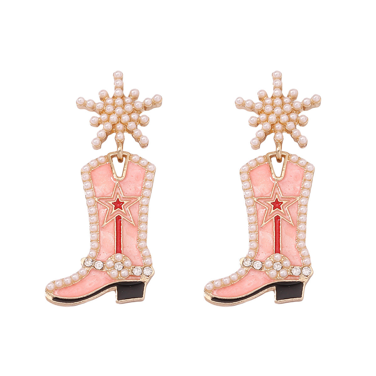 Wholesale Mother's Day Creative Oil Dripping Long Boots Alloy Earrings